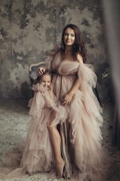 Sexy Maternity Evening Dresses for Photoshoot Fluffy Luxury Ruffles Pyjamas Party Nightgowns Custom Made Pregnacy Gowns Shoot