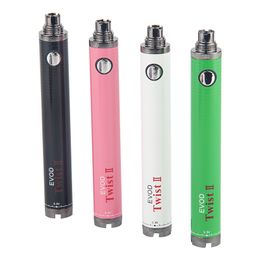 MOQ 10Pcs EVOD Twist II 2 Battery Variable Voltage Adjustable 3.3~4.8V 1600mah Vape Pen for 510 Thread MT3 EGO CE4 CE5 CE6 Atomizer Tank