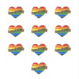 Gay Pride Heart Rainbow Flag Brooches Lapel Pin LGBT Pins Love Is Lov e Enamel for Women Men Jewellery Accessories Gift