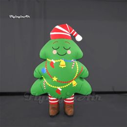 Personalised Walking Inflatable Xmas Tree Costume 2m Green Wearable Blow Up Christmas Tree Suit For Parade Show