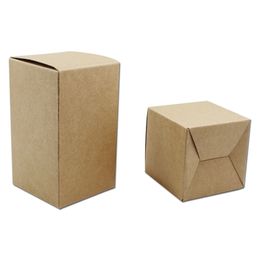 200Pcs Foldable Brown Kraft Paper Box DIY Gift Packaging Box Folding Papercard Carton Storage Box for Wedding Party