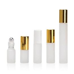 10ml 5ml 3ml Perfume Roll On Glass Bottle Frosted Clear with Metal Ball Roller Essential Oil Vials#328