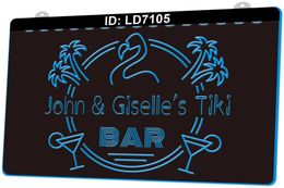 LD7105 Tiki Bar Palm 3D Engraving LED Light Sign Wholesale Retail