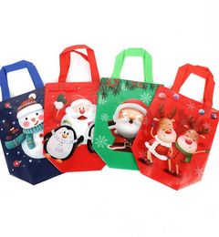 Tik Tok Non-woven Christmas Hand Bags Reusable Shopping Grocery Tote Reinforced Cartoon Handbag Party Favours Gift Boutique Clothing Shoes Packing 496