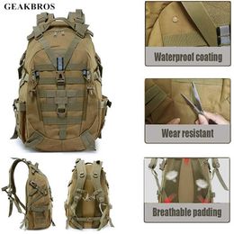 40L Tactical Backpack Climbing Bag Outdoor Waterproof Fishing Backpack Hiking Hunting Travel Camping Rucksacks Military Bags Q0721