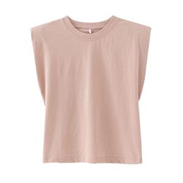 cotton ladies T shirts casual women t-shirts streetwear shoulder-paded tops summer girls soft top female shirt 210430