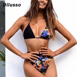 Women Sexy Printed Halter Bikini Set Swimming Suit Push-up Pad Swimwear Swimsuit Beachwear Ladies Swimsuit#D3 Women's