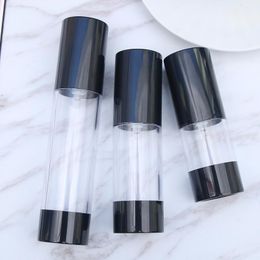 Storage Bottles & Jars Portable Airless Bottle Black 1pc Clear Cap Cosmetic Treatment Pump Liquid Shampoo Makeup Container Refillable 15/30/