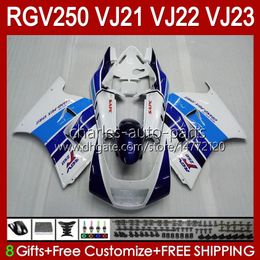 OEM Bodys Kit For SUZUKI 250CC RGV250 SAPC VJ21 RGV250 RGV-250CC 88 89 Bodywork 21HC.15 RGVT-250 RGV-250 Panel blue white glossy RGVT RGV 250 CC 1988 1989 Full Fairings Kit