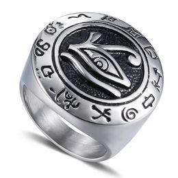 vintage eye ring Canada - Fashion Horus Eye silver gold color ring Personalized vintage men's stainless steel cast Punk hawk head rings for men's jewelry