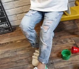 Children Broken Hole Jeans Spring Fashion Toddler Clothing Kids Ripped Denim Trousers Pants For Boys Girls 0976 V2