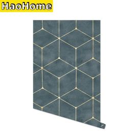 Wallpapers Gold Striped Hexagon Peel And Stick Wallpaper Solid Colour Self-adhesive Geometric Removal Waterpfroof Wallcoverings