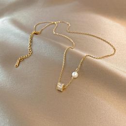Chokers 2021 Arrival Fashion Women Necklaces Trendy Simple Geometric Pearl Pendant Light Luxury Clavicle Chain