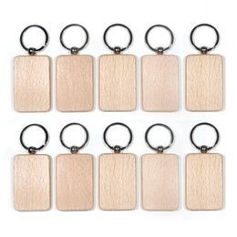 Personalized Wood Keychain Simple Square Heart Rectangle Shape Key Pendant Keyrings DIY Blank Wooden Keychains Free DHL Kimter-D274L F