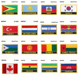 National Flag Embroidery Patch Badge Guyana Kazakhstan Haiti South Korea Turkey Netherlands Honduras Kiribati Djibouti