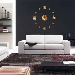 Wall Clocks Living Room Decorative Coffee 3D Clock Crystal Acrylic Mirror Mute Creative