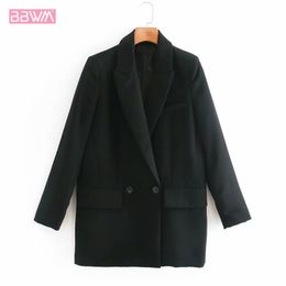 Women's Office Lapel Long Sleeve Chic Jacket Korean Style Simple Beige Female Coat Western Style Tops 210507