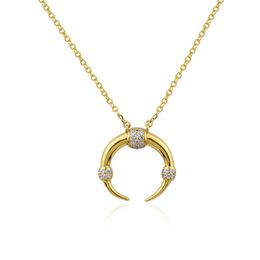 Pendant Necklaces Fine Fashion Diamond Inlaid Moon Crescent Necklace Women's Wind Round Opening Niche Design Clavicle Chain