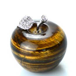 -1.8 '' Tiger-Eye Камень натуральный кристалл Apple Feashweight Figurine резный подарок