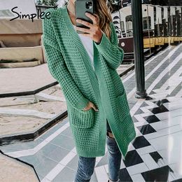 Casual long female Loose knitted jumper Warm autumn winter sweater women cardigan plus size 210414