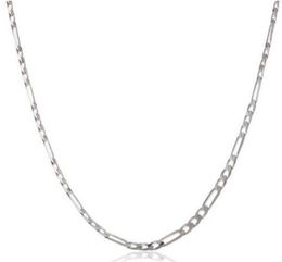 2021 10pcs 925 Solid Sterling Silver Chains 2MM Women's Figaro Link Necklace 16"-30"