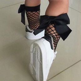 20pcs Fashion Baby Girl Mesh Sock With Big Bow Summer Cotton Breathable Black White Cute Toddler Kids Socks 0-3Y