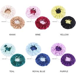 Bonnet for Kids Candy Colour Satin Silky Bonnet Double Night Sleep Cap Children Head Wrap Hair Accessories Hair Bows Girls