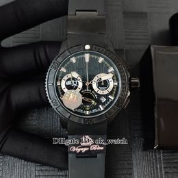 New Diver 353-98LE-3/ARTEMIS Mens Quartz Chronograph Watch PVD Black Steel Bezel 45mm Gents Sport Watches Rubber Strap