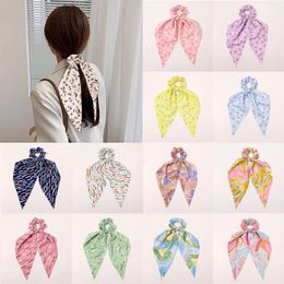New Floral Print Scrunchies for Elastic Hair Bands Ribbon Ties Bow Hair Scarf Ponytail Holder Rope Hair Accessories