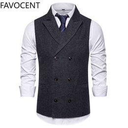 Vest Men Double Breasted Suit Vests Men Mens Sleeveless Suit Vest Waistcoat Vintage Formal Blazers Waistcoat for Wedding chaleco 211120