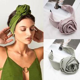 New Large Flower Bud Headbands Wide Hairbands Fashion Stain Head Band Handmade Hair Hoop Hair Accessories for Women