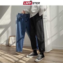 LAPPSTER Men Spring Black Korean Colors Jeans Mens Streetwear Blue Denim Pants Male Fashions Skinny Clothes Plus Size 211120