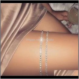 Anklets Jewellery Drop Delivery 2021 Fashion Ins Fire Net Red Blogger Versatile Flash Diamond Thigh Chain Ankle R2Hko