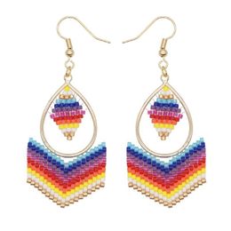 boho Miyuki Rainbow Earring Brick Stitch Earrings For Women Jewelry Native Pendientes Handmade Hanging Ear Ring Jewellery Dangle & Chande