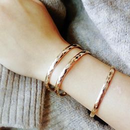 Bangle Titanium Steel Rose Gold Bracelet Korean Style Wealth Comes From Every Direction Diamond Cut Shiny Glossy