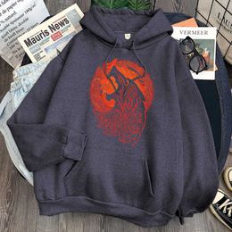 Norse Mythology Vikings Fenrir Wolf Print Sweatshirts Man Fleece Long Sleeve Loose Hooded Streetwear Unisex Vintage Hoody Top H0909