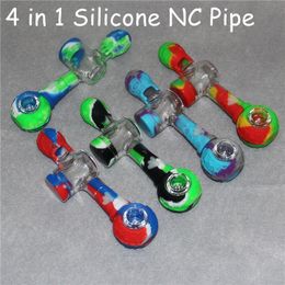 4 in 1 14mm smoking silicone pipes silicon dab straw nectar oil pipe with titanium tips nectar kit