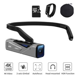 Vlog Camera for YouTube Videos Ordro EP7 4K WiFi Mini Head Wearable Camcorder Filmadora with Remote Control Memory SD card 64GB