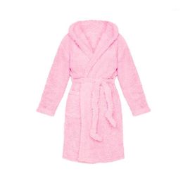 Women's Sleepwear 2021 Fashion Women Long Sleeve Hooded Night-robe Solid Color Loungewear For Ladies