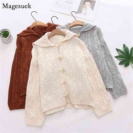Autumn Streetwear Knitted Cardigan Sweater Women Jacket V-Neck Vintage Korean Chic Casual Hoodie 11844 210512
