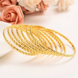 4pcs Luxury 24k Gold Color Ethiopian Jewelry Bangles for Women Dubai Ramadan Bangles&bracelet African/arab Weeding Jewelry Gift Q0717