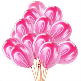 10Pcs Blue Pink Agate Marble Balloons Colorful Latex Air Balloon for Baby Shower Birthday Party Decor Kids Party Supplies 12''