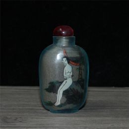 Antique glass art body painting snuff bottle decoration collection