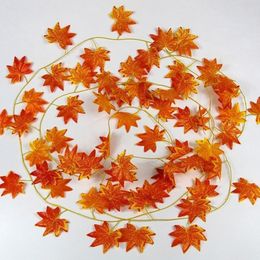 2.3M Trendy Red Autumn Leaves Garland Maple Leaf Vine Fake Foliage Home Decor AT