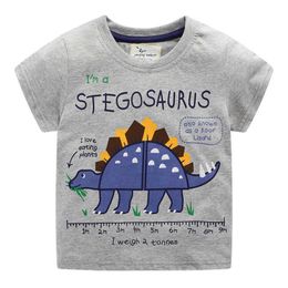 Jumping Meters Summer Dinosaur T shirts For Boys Girls Wear Children's Cotton Clothes Animals Print Kids Baby Tees Tops 210529