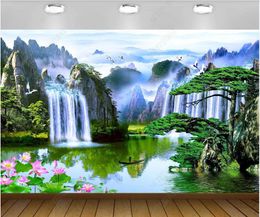 Custom photo wallpapers 3d murals wallpaper Chinese Pastoral Forest Waterfall Landscape Background Wall papers home Decoration Painting