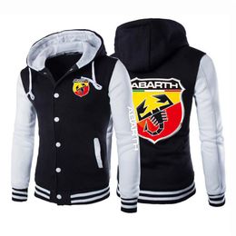 Moletom com Hoodies Moletons Unisex Abarth Impressão Outono Esporte High Street Confortável Harajuku Baseball Uniforme Casaco de Algodão Masculino