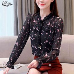 Korean Fashion Shirts Female Spliced Long Sleeve Blouse Women Blusas Mujer De Moda Floral Bow Flare Tops 8217 50 210508