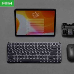 MIIIW Blutooth Dual-Mode Mini 85 Keys 2.4GHz Metal Keyboard Multi System Wireless Office Computer Laptop Tablet Key