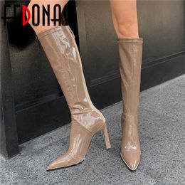 Sexy Shoes Woman Heels Fall Winter Back Zipper High Boots For Women Genuine Leather Party Knee 210528